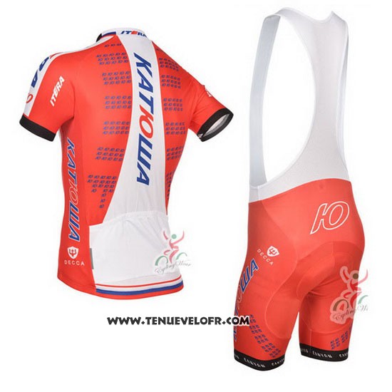 2014 Maillot Ciclismo Katusha Blanc et Rouge Manches Courtes et Cuissard